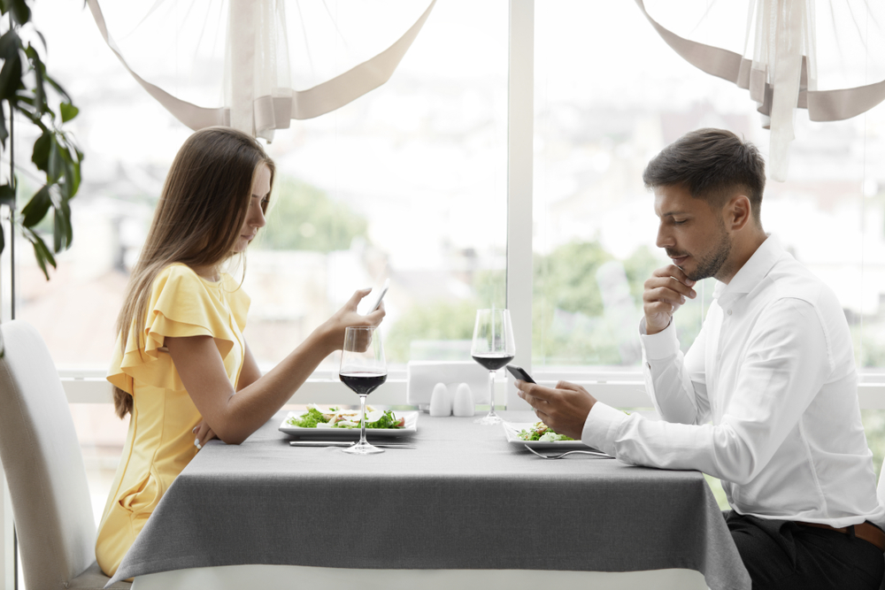 husband and wife enjoying dinner
